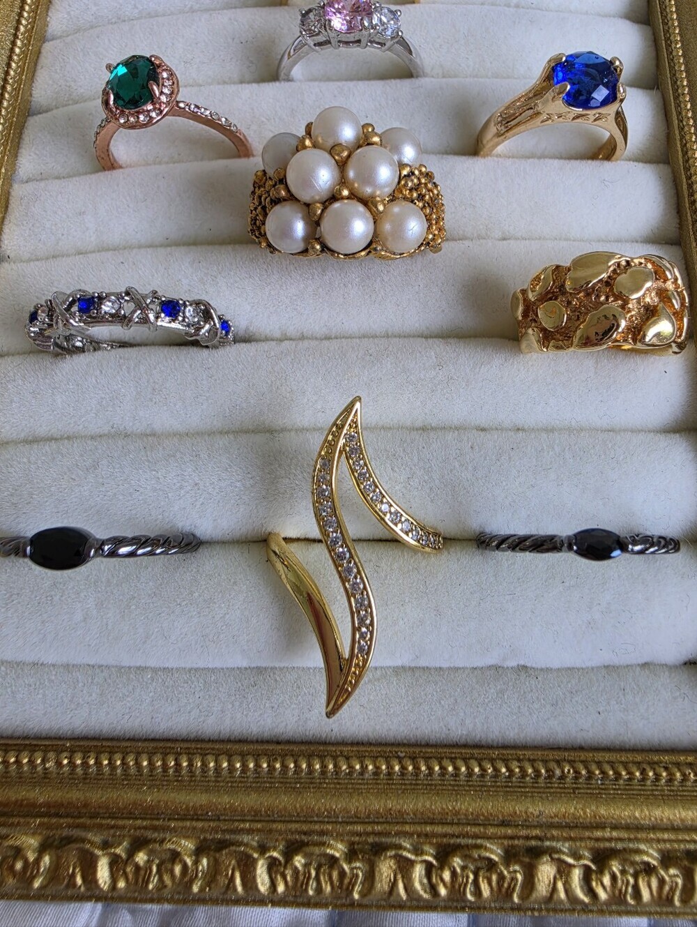 Vintage Ring Lot 12 Pcs | Avon • Sarah Coventry Tiger Eye • Gold & Silver Tone - Picture 4 of 11